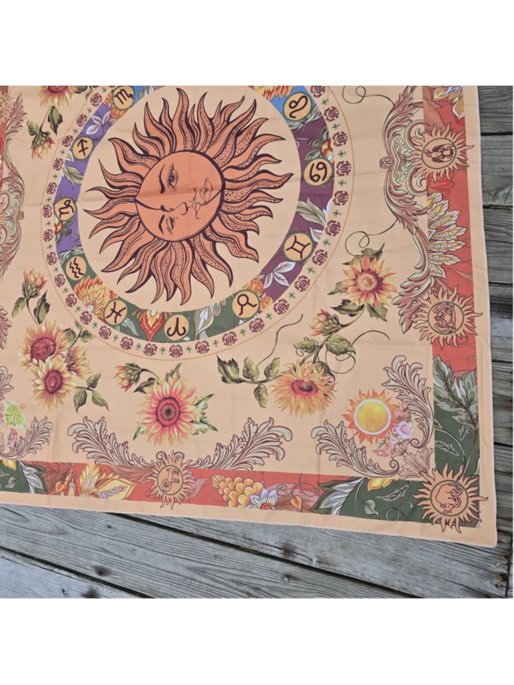 Sun Zodiac Astrology Signs Fabric Panel 58x51 Wall Decor Table Cloth Hone Decor